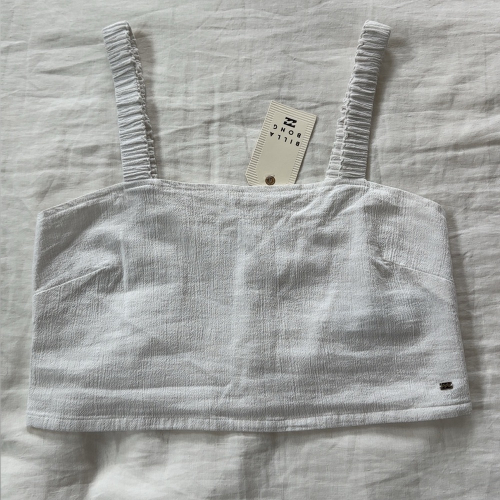 Billabong Cotton & Linen White Crop Top